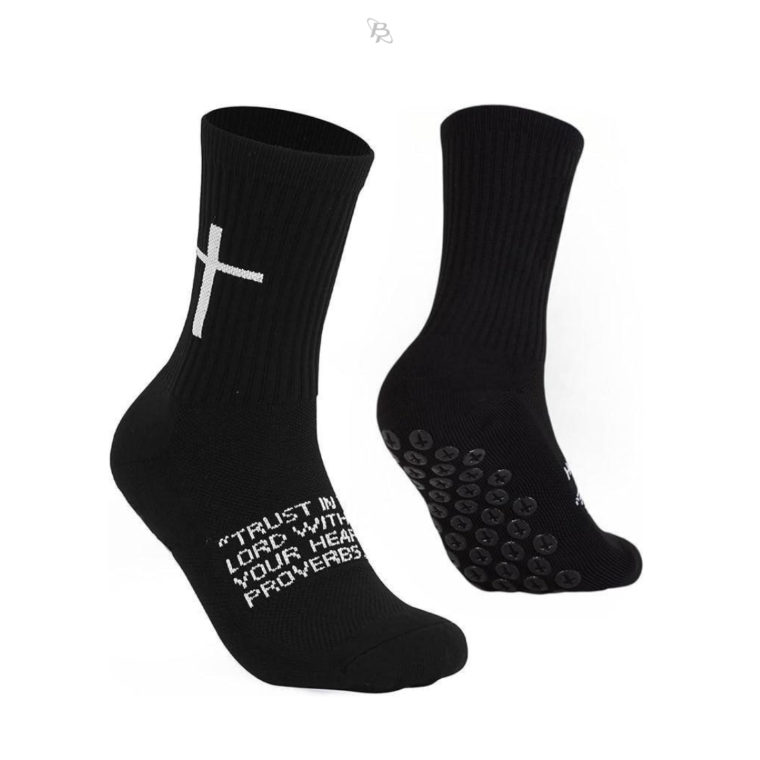 Philippians 4:13 Non-Slip Crew Socks (Black)